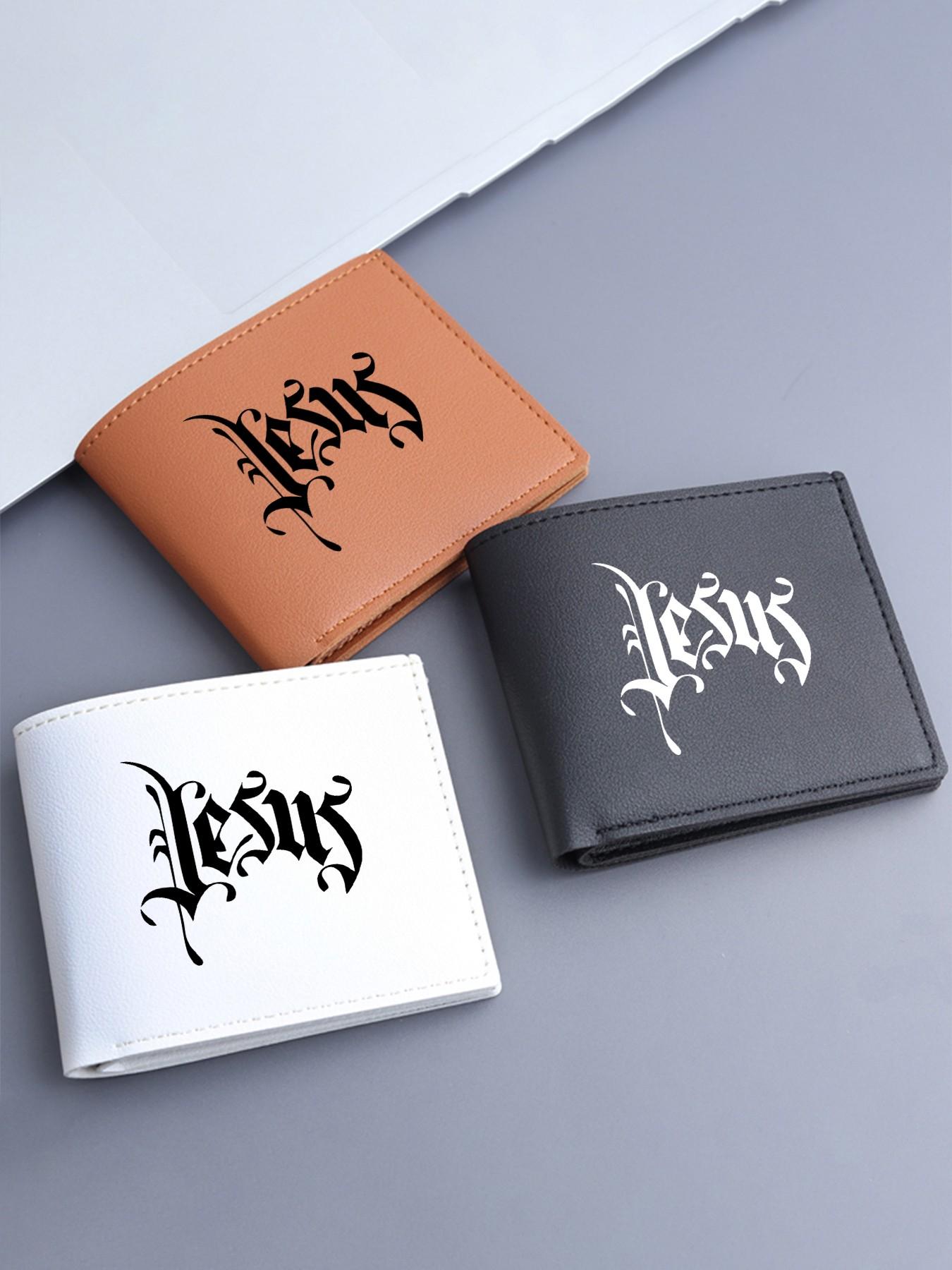 Gothic Jesus Print Unisex Wallet, PU Leather Bifold Card Holder with Coin Pocket, Christian Faith Purse for Men Women, Religious Accessory for Church & Daily Use