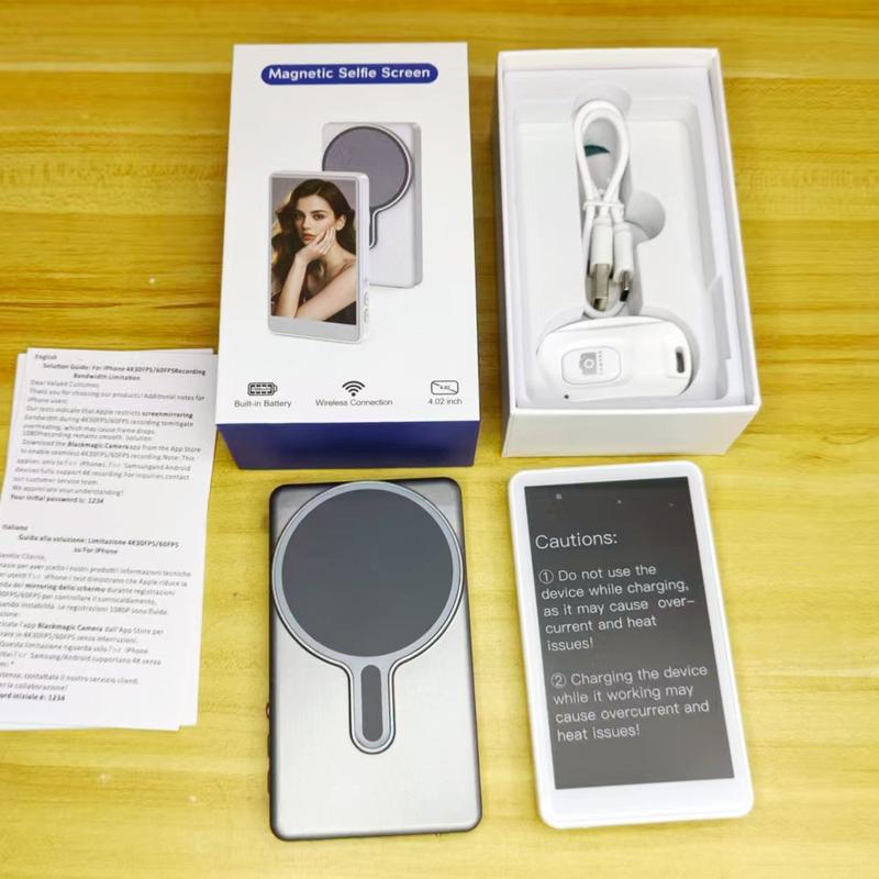 Wireless Magnetic Phone Screen, Rechargeable Wireless Phone Screen, Remote Control Phone Selfie Screen, Magnetic Smartphone Holder, Phone Accessories for Home & Office