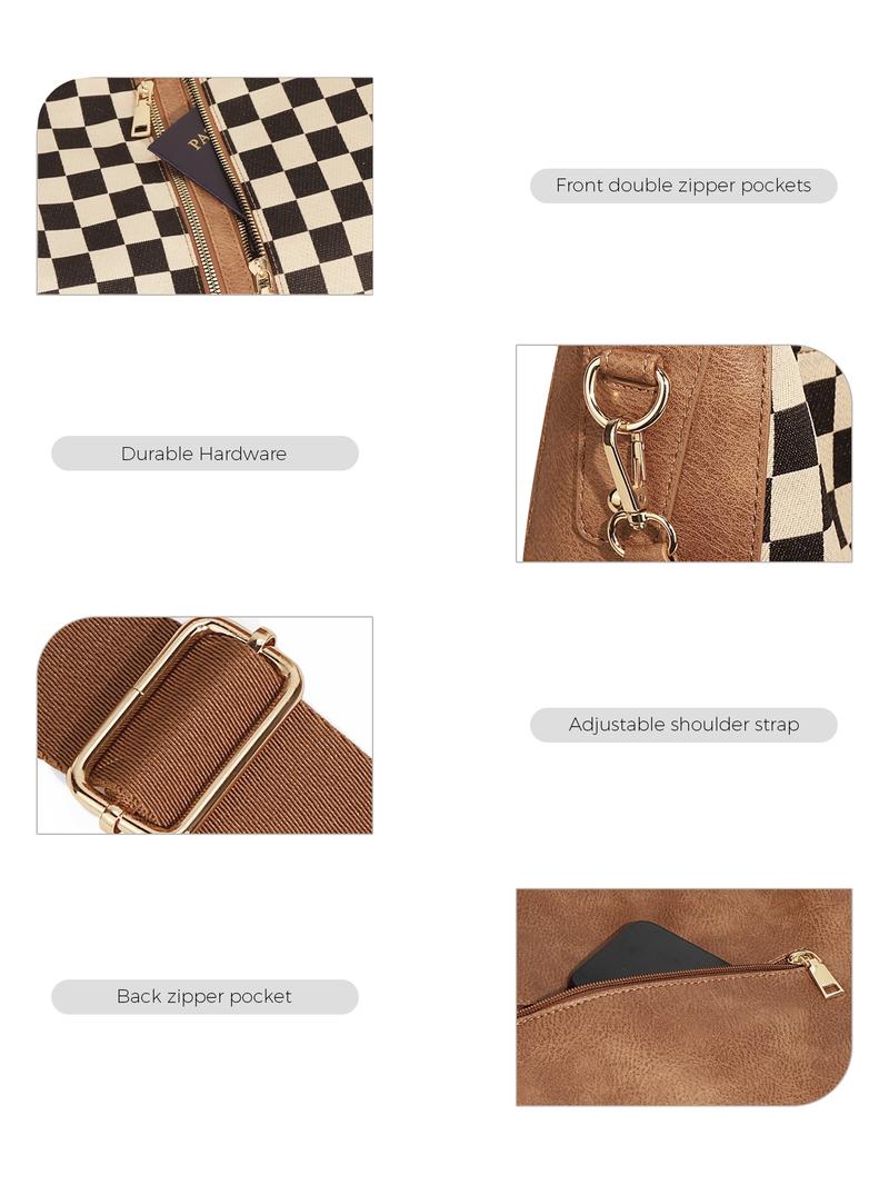 Checkered Plaid Pattern Women Large Casual Crossbody Bags Ladies Satchel Shoulder Handbags Purse for Women Totes Hobo Purses with Adjustable Strap For Work, Travel, Geometric Pattern Bag