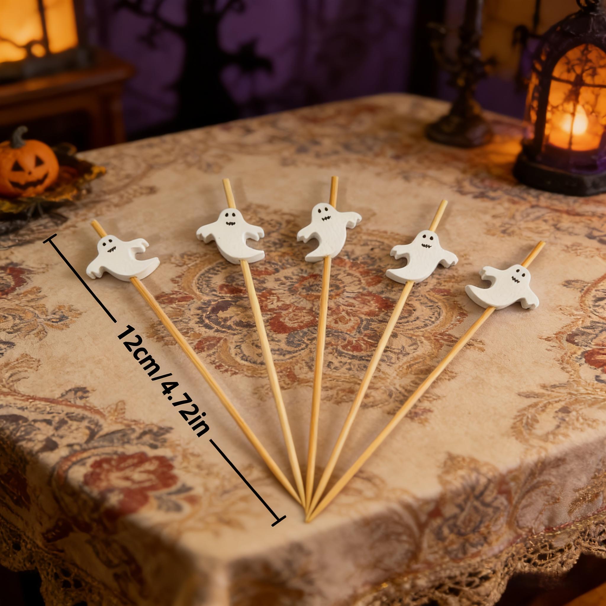 Festive Halloween Disposable Bamboo Cocktail Fruit Picks,Food‑Grade Burr‑Free,Decor Sticks for Fruit Dessert Platter,Home Holiday Party Accessory