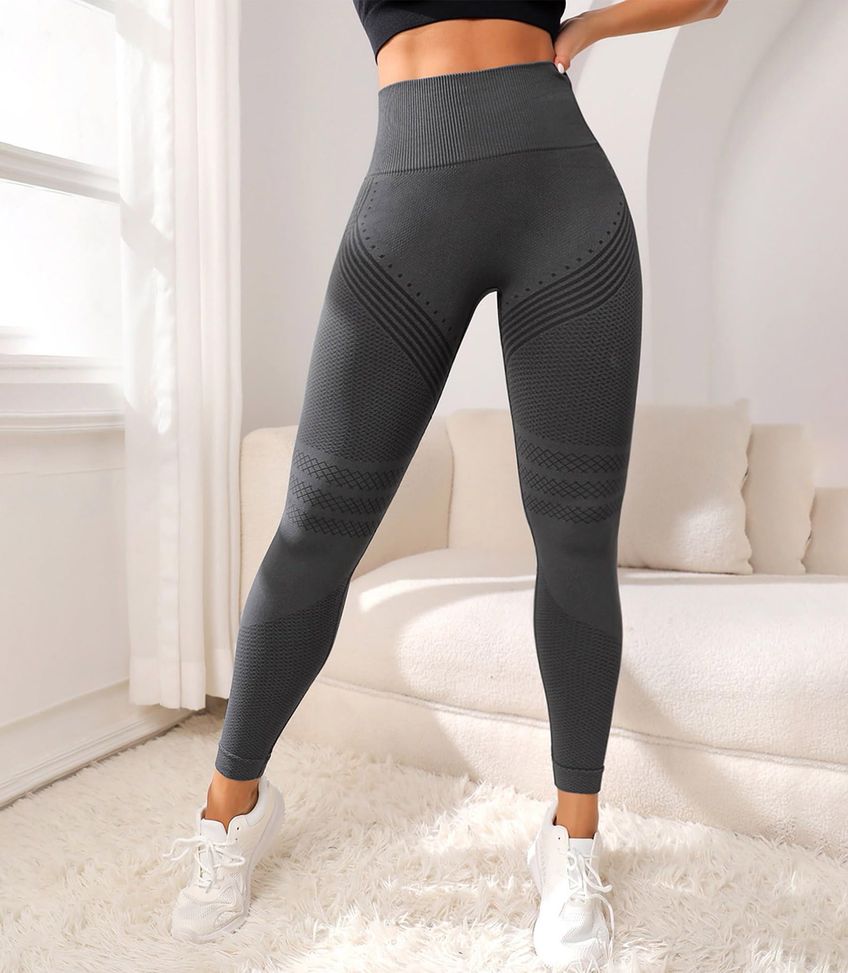 RICH BRIA 3D Scrunch Butt Lifting Leggings - High Waisted Compression Seamless Tummy Control Butt Sculpting Workout Pants Anti Cellulite Yoga Tights for Women - Firm & Smooth Gym Activewear XS-4XL
