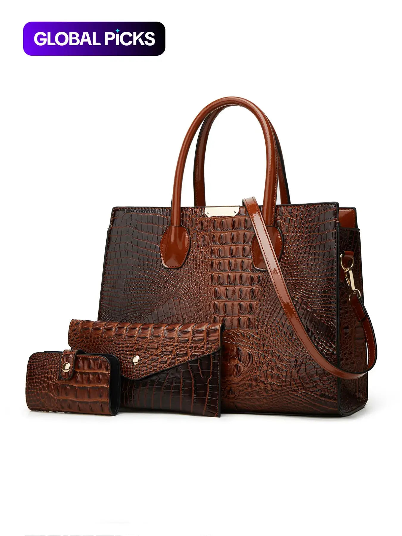 【Black Friday】Women's Fashionable Crocodile Pattern Tote Bag, Elegant Purse, Large Capacity Shoulder Bag & Wallet & Card Holder, Handbag & Long Wallet & Card Holder #GLOBAL PICKS