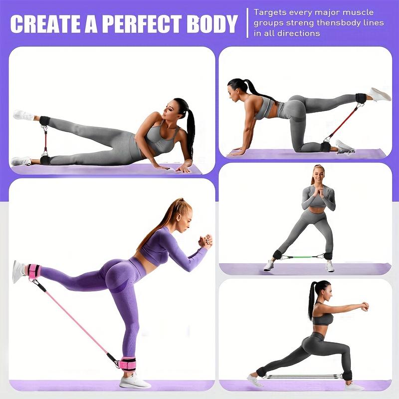 Universal Ankle Resistance Band Set with Adjustable Straps for Strength Training, Yoga, and Fitness - Multipurpose Exercise Bands for Leg & Butt Workouts, Hip Training, Muscle Toning - Includes Mesh Carry Bag，Ankle Band Set for Hip and Leg Training