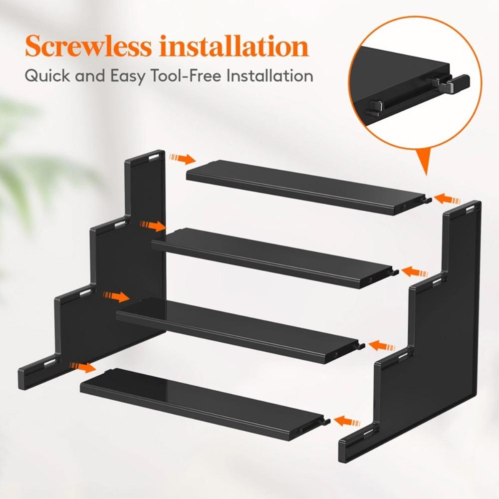 4 Tier Black Display Stand for Cologne,Perfume,Figures, Cupcake, Dessert, Spice, Fragrance, Countertop, Vanity, Dresser, Cabinet Use Racks Set Organizer