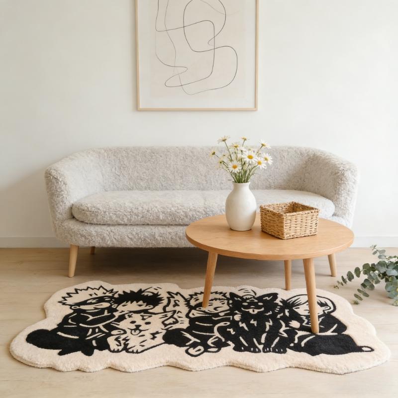 Comic style cartoon character bedroom bedside special-shaped carpet animation art living room sofa area non-slip carpet Japanese lounge strip carpet modern fashion e-sports room soft fluffy carpet home decoration creative pattern study carpet