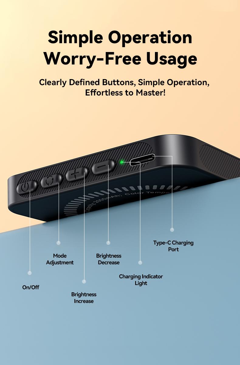 EMEET XJ77 Magnetic Video Light, 3 Color Modes and 10 Brightness Levels, 2000mAh Portable Camera Light 4W Output Power, LED Video Light Panel, 3000-6500K 128 LED Beads for TikTok, Content Creator, Photographer portable light