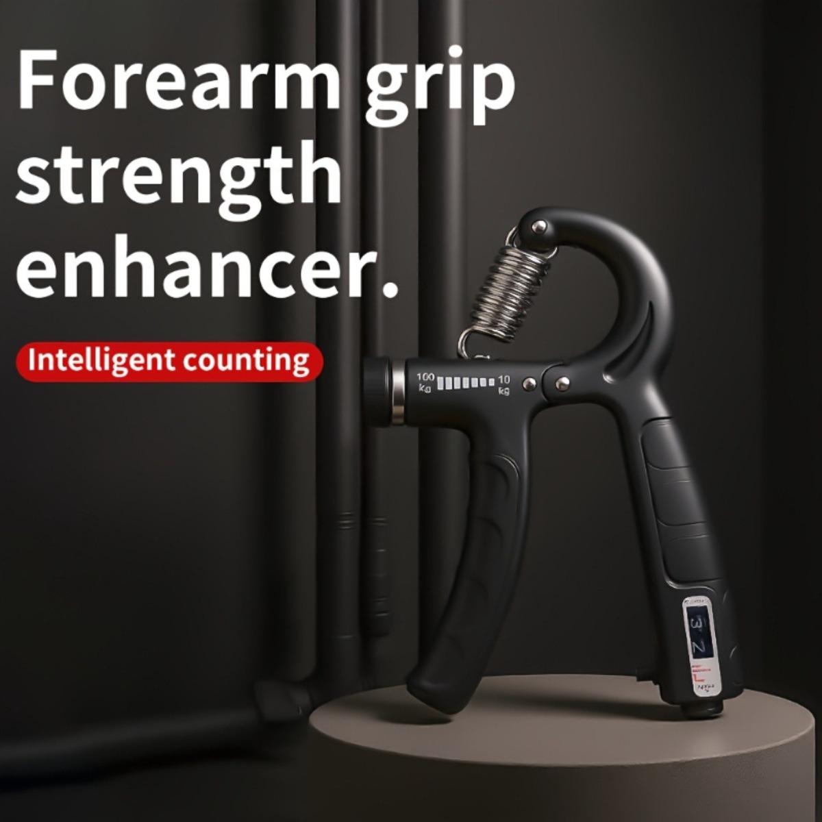 Portable adjustable grip strength trainer with comfortable handles, featuring adjustable resistance and a non-slip design. It strengthens forearm muscle strength and serves as a fitness and rehabilitation device.