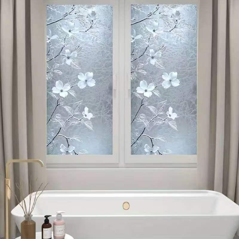 Static Glass Window Decal, 2D Flat Pattern, Elegant Design, Removable Self-Adhesive Privacy Film, Home Decor for Living Room, Kitchen, Bathroom, Bedroom, Balcony