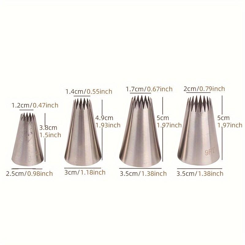 4pcs Large Cake Decorating Piping Tips for Cupcakes and Baking, Stainless Steel Icing Piping Nozzle Cake Decorating Pastry Tips Tool