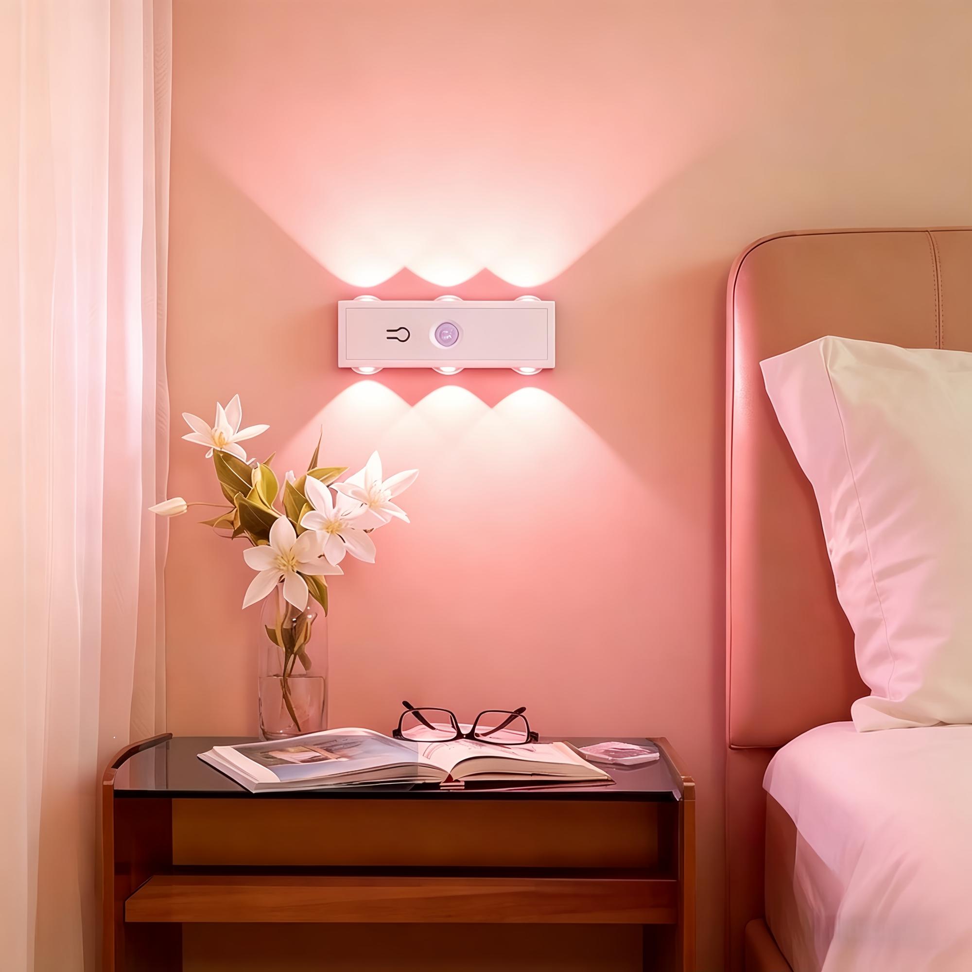 Smart Motion Sensor Wall Light, Magnetic No-Drill Installation, USB Charging, Rgb7 Colors & Warm Light, Ideal for Stairs, Bedroom, Living Room