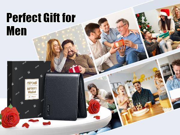 Mens Wallet with Tracker for IPhone Find My, 100% Genuine Leather RFID Blocking Slim Bifold Front Pocket Minimalist Wallet for Men Credit Card Holder Smart Wallet for phone16/15/14/13/12 promax 【Christmas】