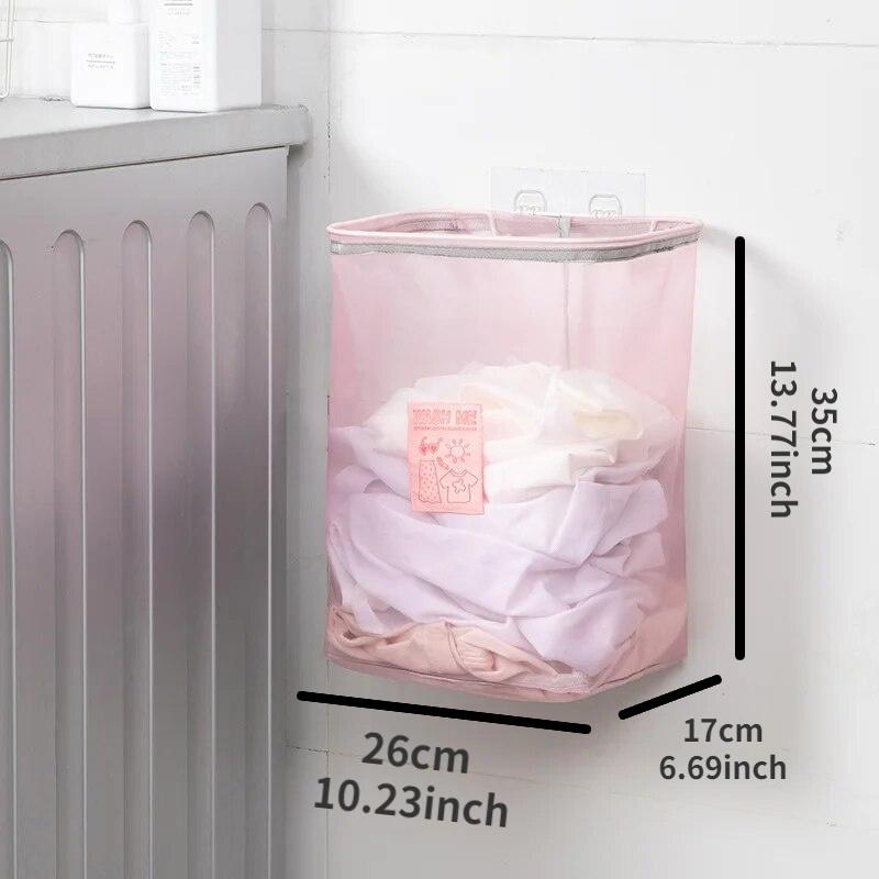 Foldable Wall-mounted Laundry Basket Modern Simple Style Home Use Clothes Storage Hanging Wall-mounted Storage Rack