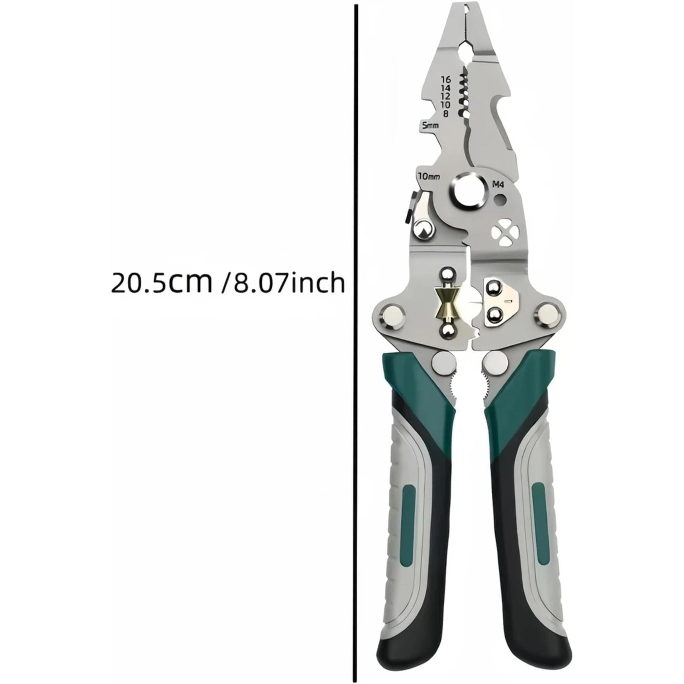 Foldable Wire Stripper Multifunctional Electrician Tool, Includes Crimping Cutting and Wrench Functions, Compact Foldable Design, Easy Storage