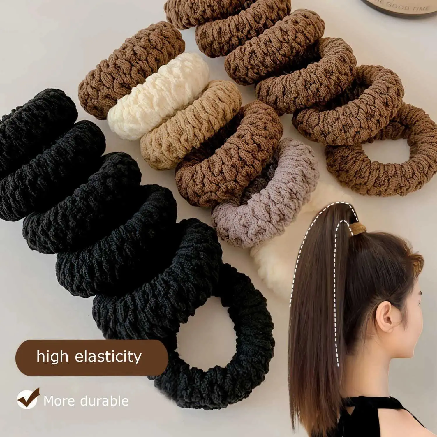 6pcs of Upgraded Wide and Thick Hair Ties, Fashionable for Ponytails and Buns, Made of Durable Elastic Material That Won'T Dama