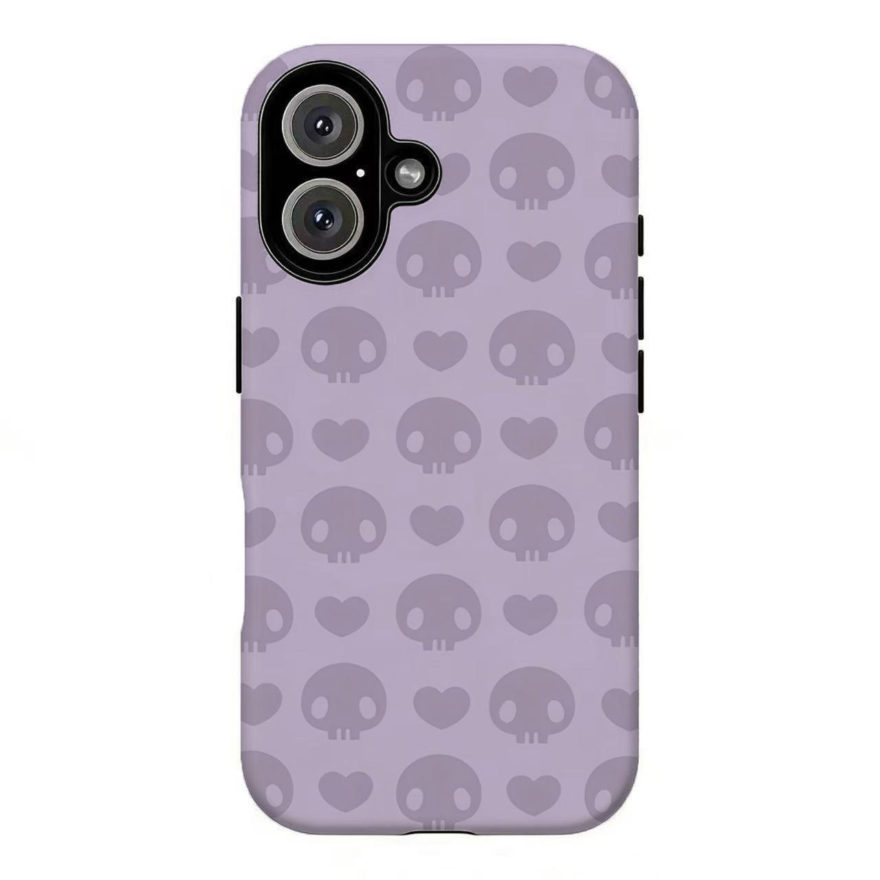 FL-Y2k Emo Skull & Heart Phone Case,Y2K Kawaii Aesthetic Protective Cover For iPhone 11 12 13 14 15 16 17 Air Pro Max for Samsung S26 S25 S24 S23 S22 S21 Case,Gift for her/him