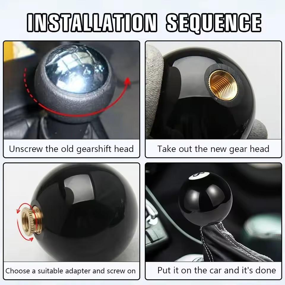 Creative Custom Car Gear Shift Head, Pool Ball Manual Gear Shifter, Crystal Eight Ball Design, Unique Personalized Auto Accessory, Car Accessories, Shift Knob