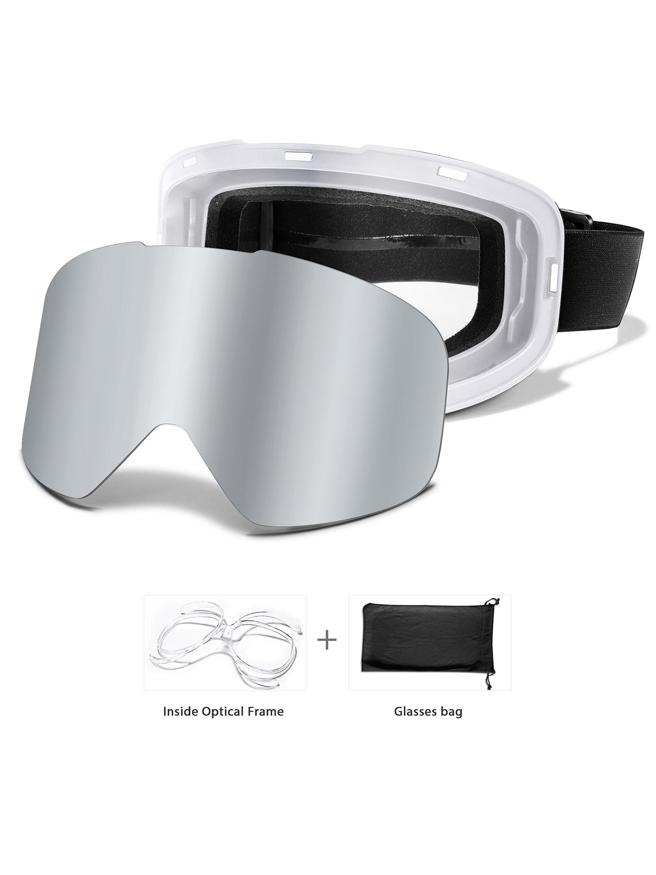 Ski Goggles with Uv400 Protection, Anti-Fog, Interchangeable Magnetic Lenses, OTG-Friendly, Frameless Design, Snowboarding Gear for Men & Women