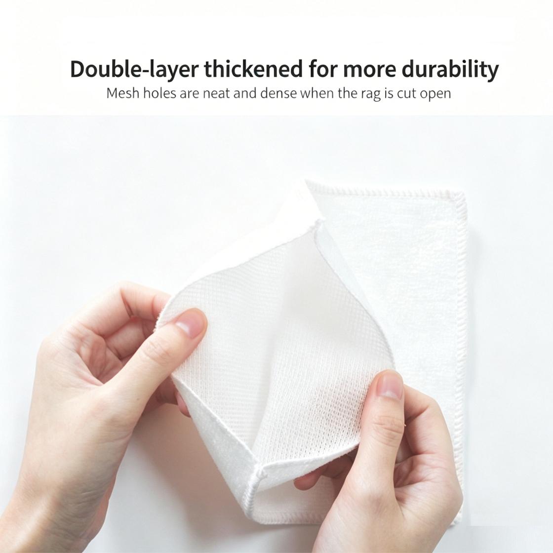 10pcs/20pcs Bamboo Fiber Cleaning Cloths, Reusable Double-Layer Kitchen Dishcloths, Non-Stick Oil, Ideal for Dishes, Tabletops, Range Hoods