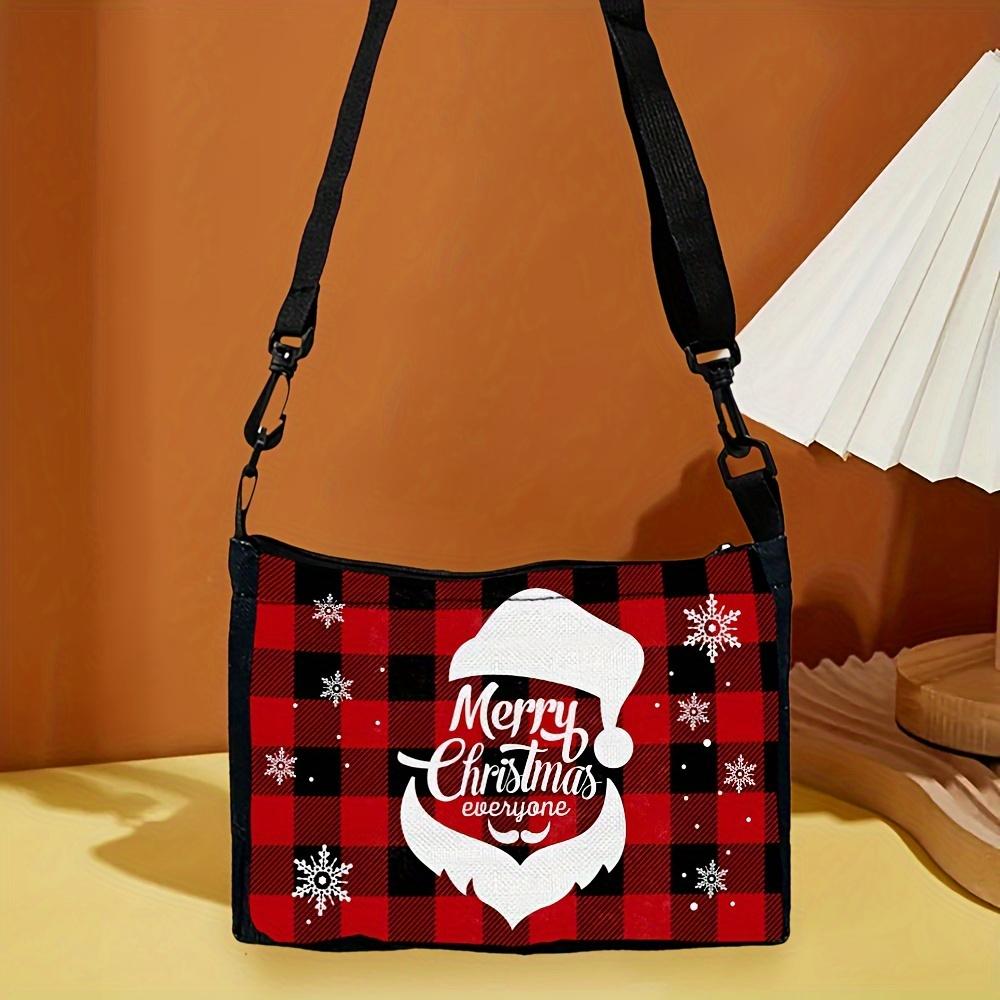 A Red Santa Printed Crossbody Bag, Festive Shoulder Bag, Gift