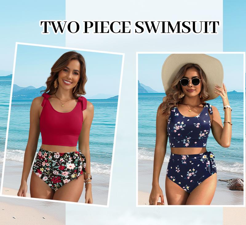 Yonique Two Piece Tummy Control Swimsuits - Women U-back High Waisted Bikini Modest Bathing Suit Two Piece 2026