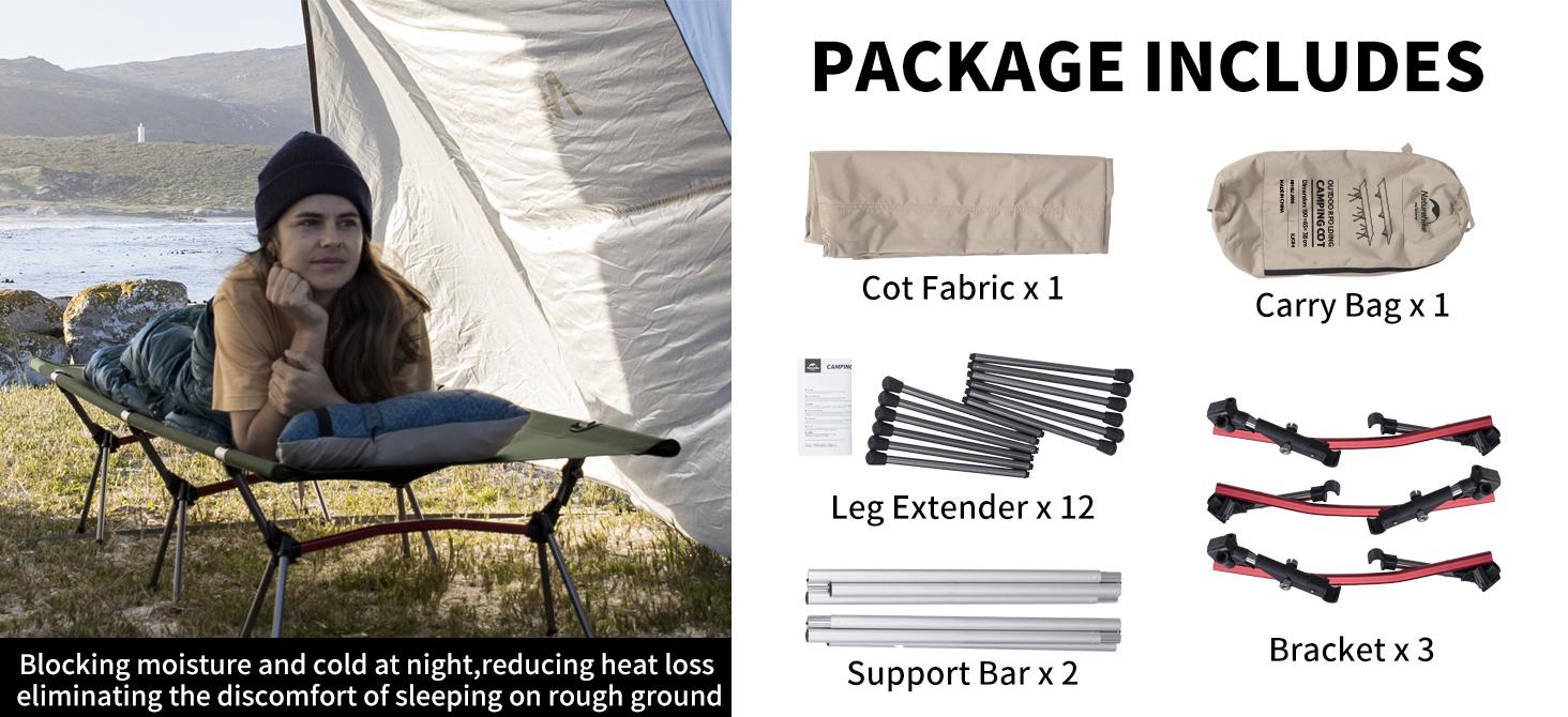 Naturehike ArmyWild Folding Camping Cot,Ultralight Backpacking Bed with Adjustable Height,Portable&Durable Aluminum Frame for Camping,Hiking&Home Outdoorfun camping accessories dealsforyoudays