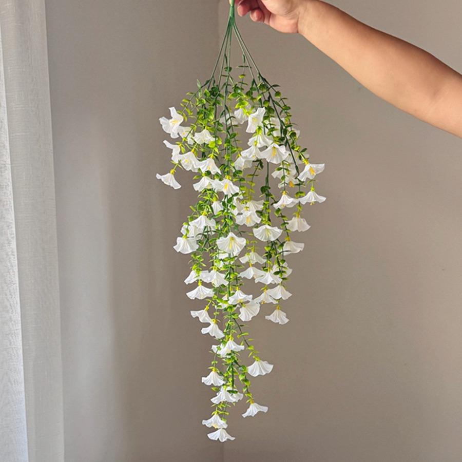 High-Quality Hanging Ivy Trumpet Flower Bouquet, Outdoor Garden Decoration, Realistic Fake Flowers, Factory Direct Sale