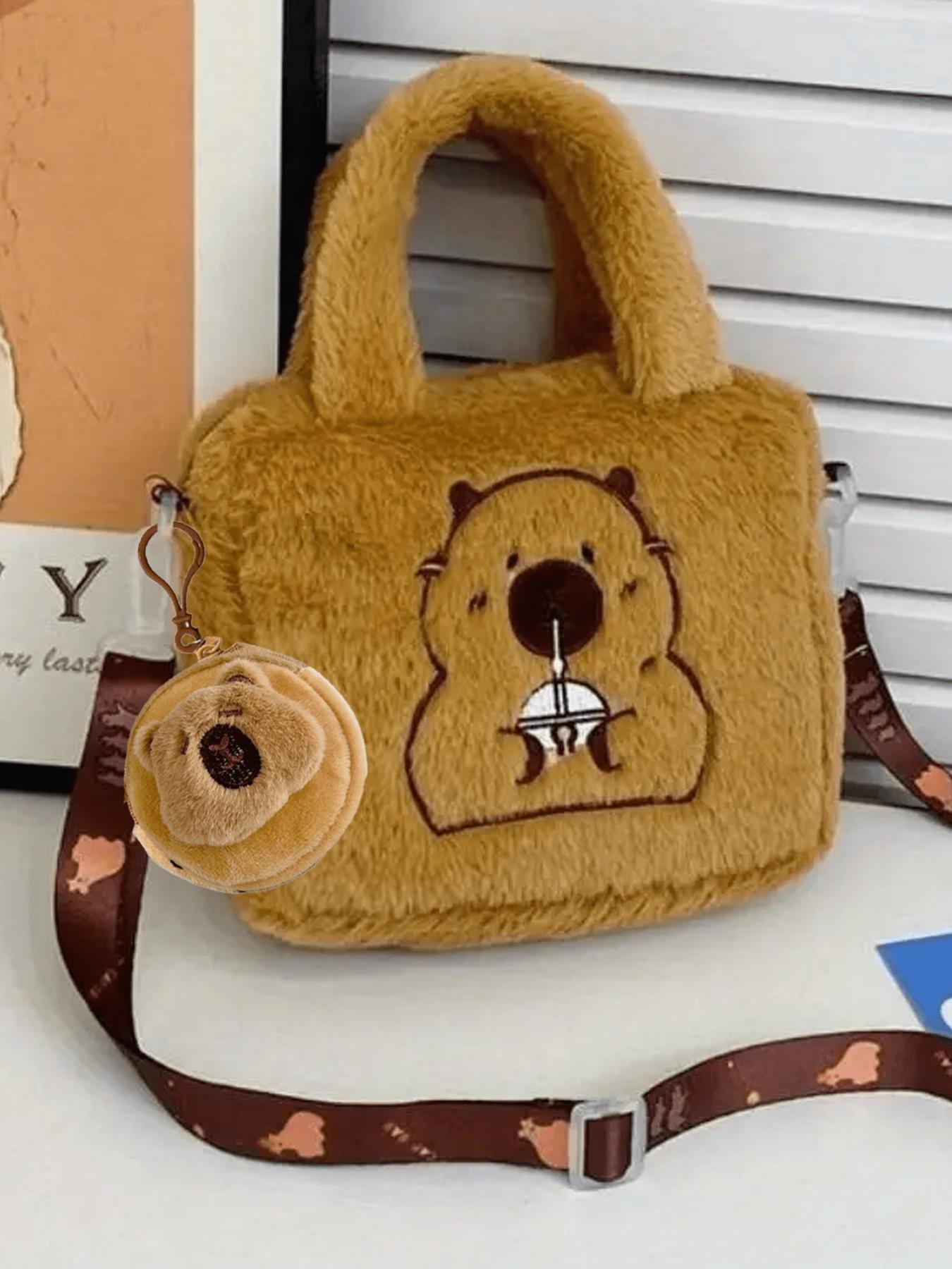 Dolphin Plush Crossbody Bag Set, Cute Animal Pattern, Soft Full Plush Material, Keychain, Small Item Organizer, Mother's Day Gift