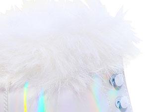 JajaHoho Roller Skates for Women, White Holographic High Top PU Leather Rollerskates, Shiny Double-Row Four Pearl Giltter Wheels Quad Skates for Girls and Age 8-50 Indoor Outdoor (White Swan)