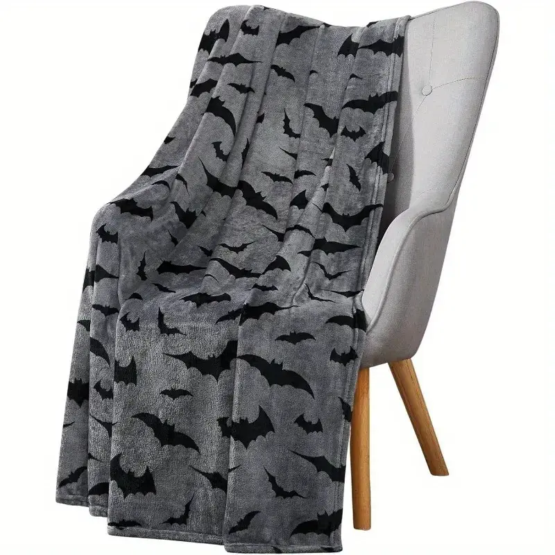 Halloween Aesthetic Bat Pattern Retro Vintage Flannel Throw Blanket - Extra Large, Durable, Soft Fabric, Wrinkle Free - Camping Sleeping Gear for Living Room Home Decor