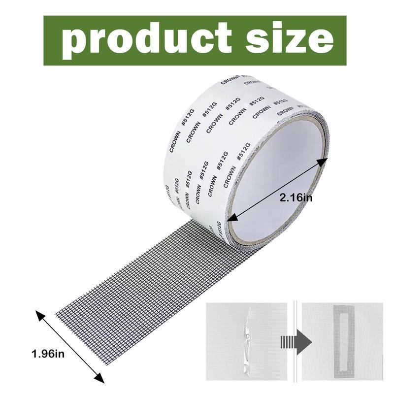 Window Screen Repair Tape, Adhesive Gray Screen RepairStrip, Durable Fiberglass Mesh Tape for Fixing Window andDoor Screens