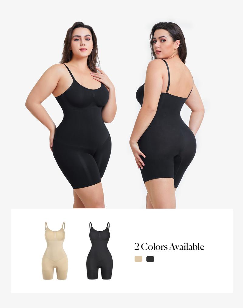 Nebility Womenswear Seamless Skin Friendly Cami Mid Thigh Bodysuit for Effortless Styling Basic Compression Corset Shapewear Romper