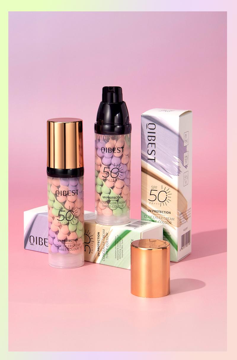 3-in-1 Color Correcting Facial Serum,Moisturizing Primer, , SPF 50 PA++ +Brightening Primer for Even Skin Tone, OilControl & Refreshing, Purple, Pink & GreenTones