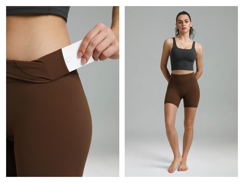 Colorfulkoala Women's No Front Seam Dreamlux High-Waisted Yoga Shorts 6" with Inner Pocket Workout Shorts Bike Shorts