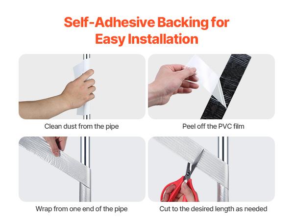 VEVOR Pipe Insulation Wrap, 32.8 FTx 2-inch Pipe Insulation Tape with Aluminum Foil Layer, Self-Adhesive Foam and Foil Pipes Wrap for Freeze Protection, Heat Cold Resistant for Outdoor Indoor Use