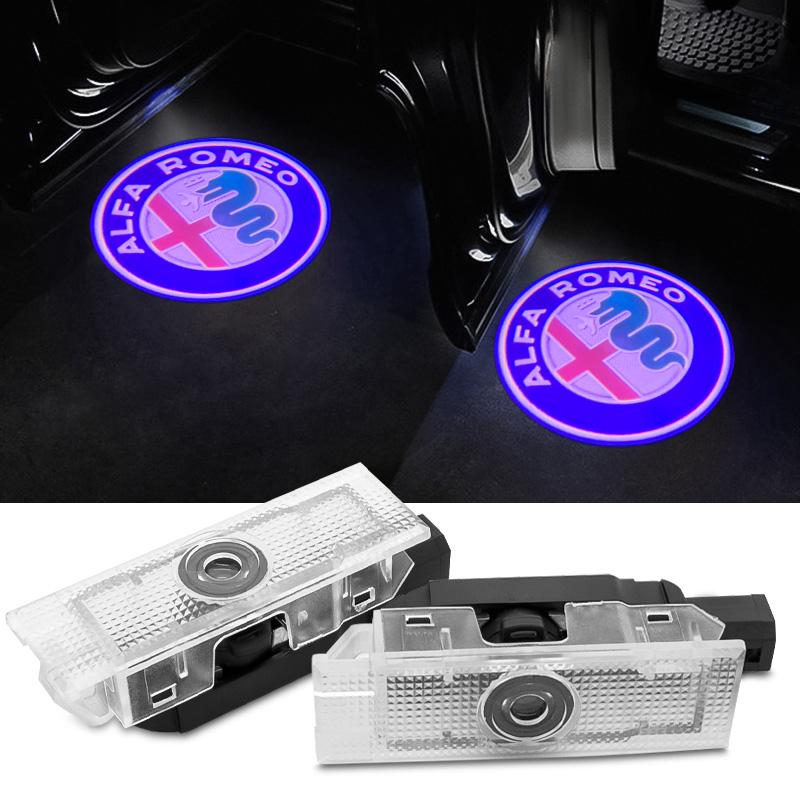 LED Car Door Logo Projector Ghost Shadow Welcome Lights Accessories Led Step Lights For Alfa Romeo 159 147 156 4C 8C 166 Giulia Giulietta Mito GT Stelvio Brera Spider