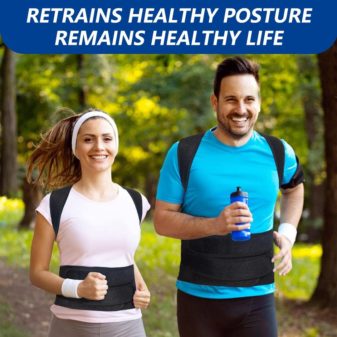 Unisex Adjustable Back Support Strap, Adjustable Back Brace, Upper & Lower Back Support, Improves Posture, Provides Lumbar Support, Ideal for Fitness Activities