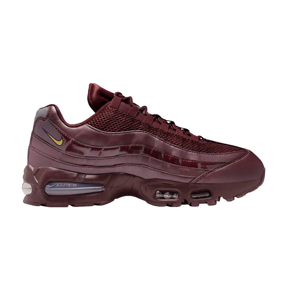 Nike Air Max 95 'Big Bubble - Burgundy Crush' Unisex Running Shoes, Burgundy Crush/Metallic Gold-Black-Metallic Silver, Unisex Size, All Seasons, Cushioned Sole, Lace-Up, Mesh Upper, Style IB6830 601, Daily Walking