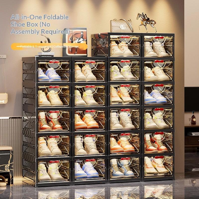 Foldable Sneaker Wall Organizer, Crystal Clear Design, Easy Setup in Seconds, Ideal for Messy Shoes, Available in 1/3/5/6 Sets