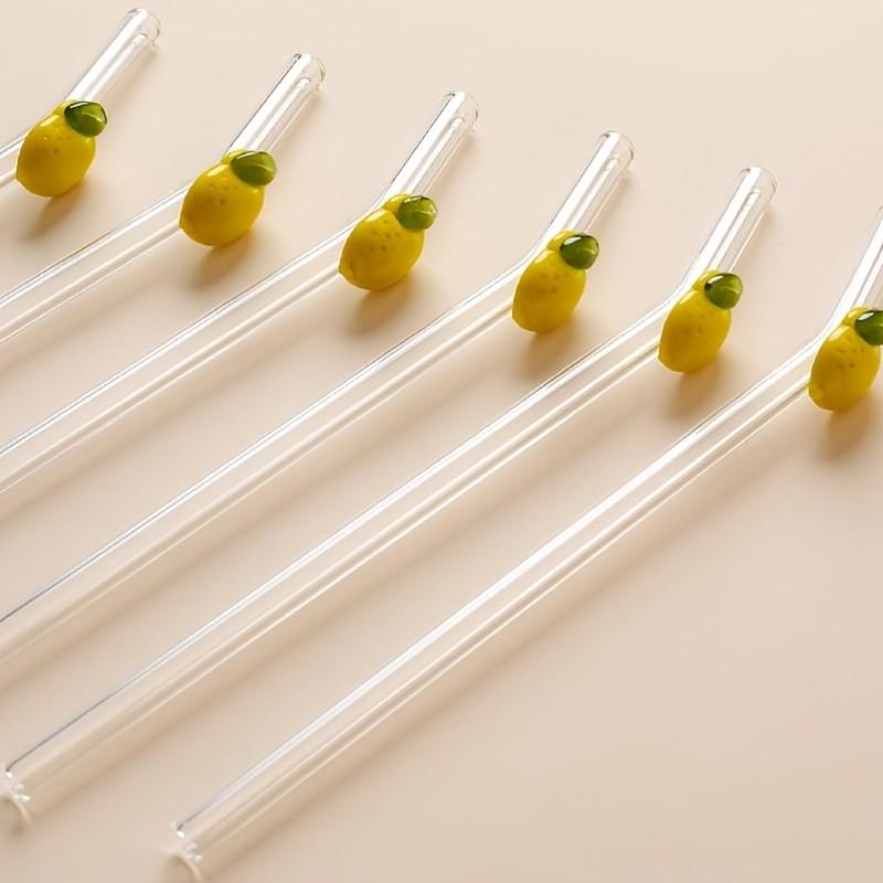 5-Piece Set Reusable Glass Straws with Cleaning Brush, Heat-Resistant Borosilicate, Dishwasher Safe, Ideal for Smoothies, Cocktails, Juices