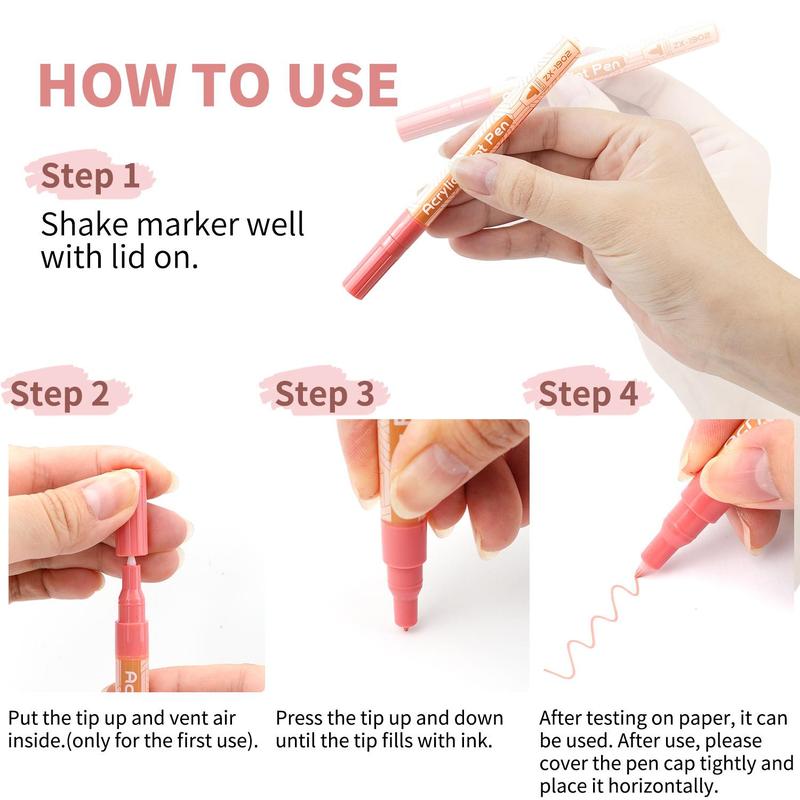 22-piece/Color Acrylic Paint Markers, Professional Color Series, Skin Tone Series, Gray Tone Series, Ultra-Fine 0.7mm Fine Tip, Acrylic Markers, Acrylic Felt, Felt Coloring, Alcohol Markers, Art Supplies, Student Learning School Studio Supplies