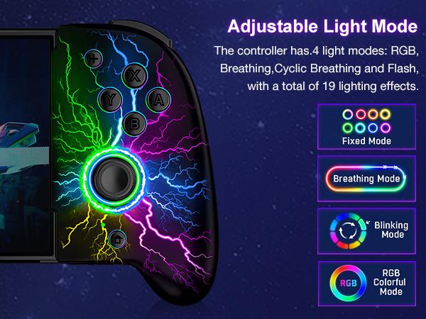 Wireless Hall Effect Joystick Switch Controllers, One-Piece Joypad Controller Replacement for Switch Controller/OLED, Switch Pro Controller with RGB/Programmable/Dual Vibration/TURBO/Wakeup Switch Accessories Console