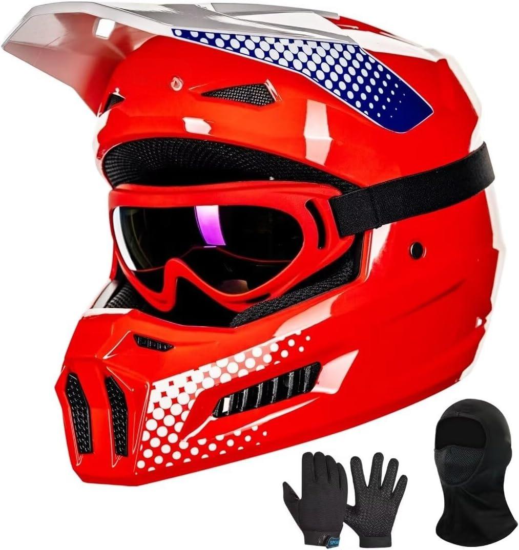 Youth Dirt Bike Helmets Kids ATV Helmet Motorcross BMX Off Road Motorbike with Goggles Gloves Mask DOT Model MT601Y (Matte Black, Youth-Large)