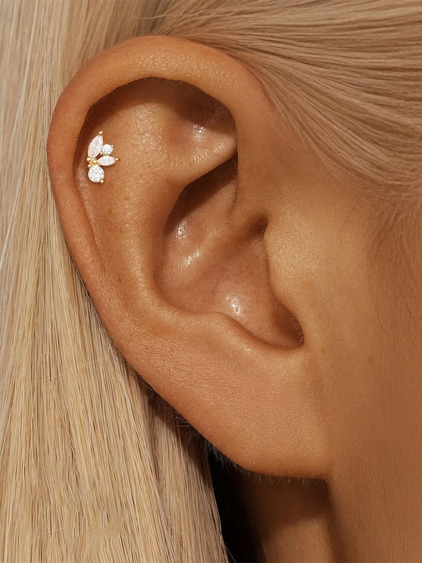 Waterproof 18K Gold Plated S925 Sterling Silver Geometric Stud | 1PC Sparkly CZ Diamond Patchwork Flatback Earring | Tarnish Free Sleep Safe Cartilage Helix Piercing | Hypoallergenic Celestial Stacking Jewelry Earrings Jewelry
