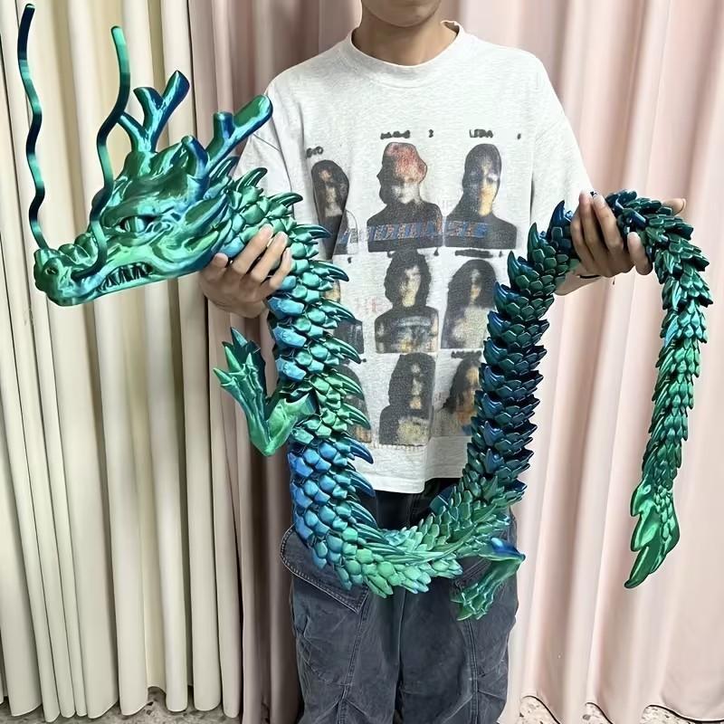 3D Printed 150cm Dragon Model, Giant Chinese Dragon Desktop Decoration, Desktop Statue, Unique Home Office Decor, Ornaments Decoration, Decorative Sculptures, Collectible Figurines, Perfect Holiday Gift, Valentine's Day Present