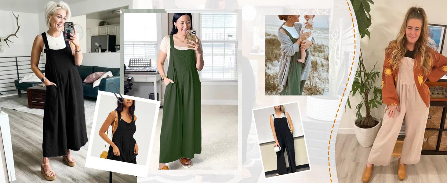 Molitree Summer Cotton Linen Bib Overalls Women Baggy Sleeveless Wide Leg Jumpsuits with Pockets Casual Womenswear Minimalist Apricot