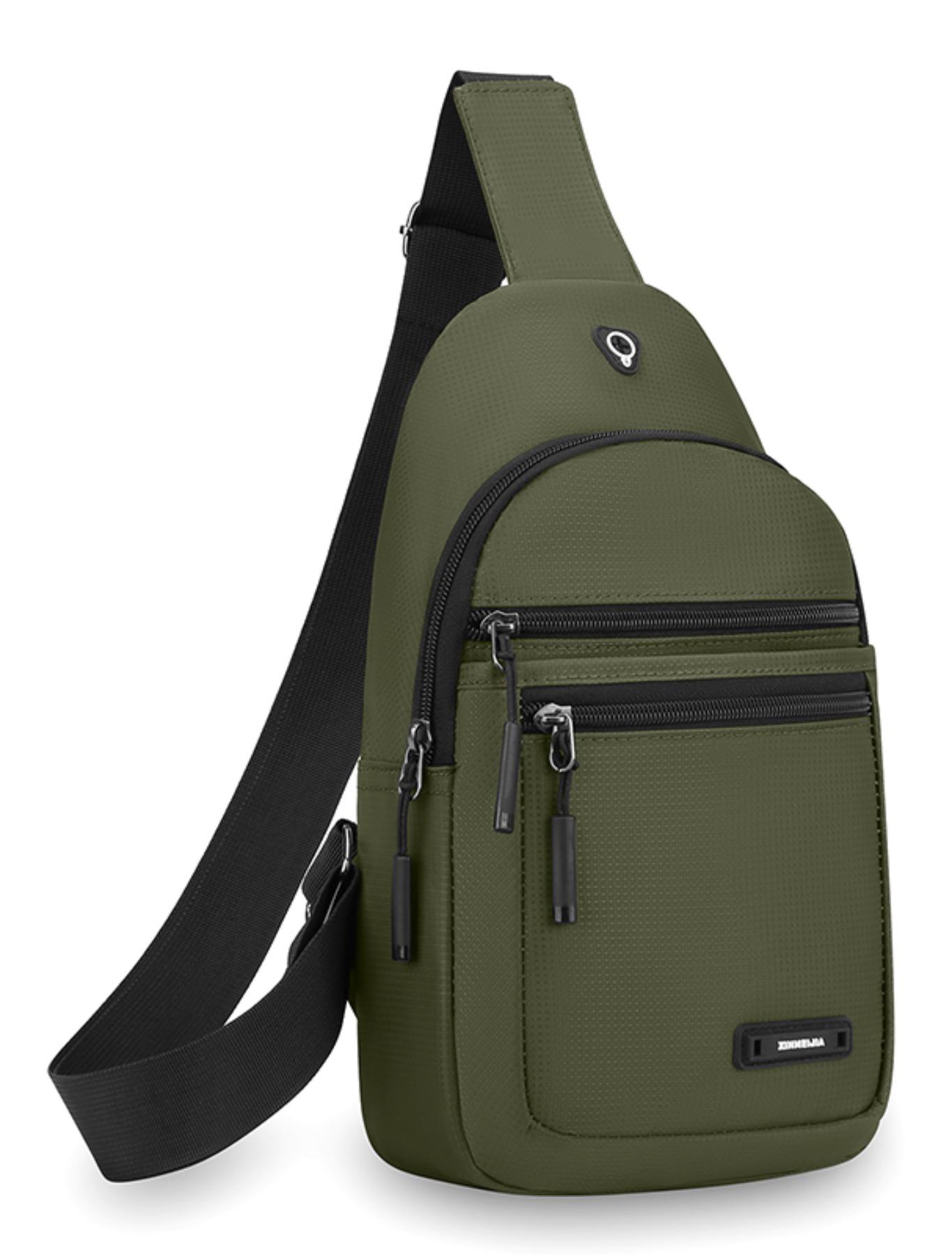 Men's Casual Nylon Chest Bag, Multi-Functional Zipper Pouch, Comfortable Outdoor Sports, Cycling, Commuting, Adjustable Strap Backpack