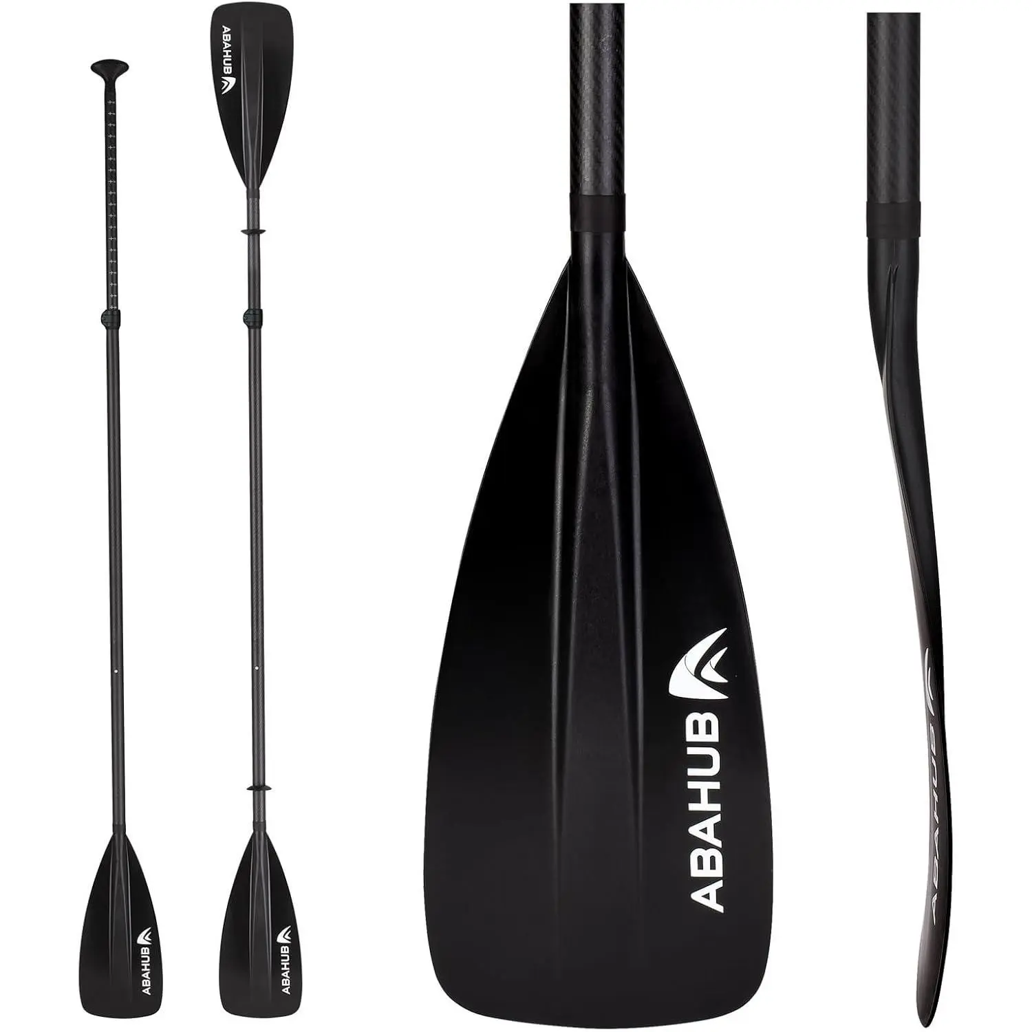 Abahub 1 x 4 Section Carbon SUP Paddle/Kayak Oar, Adjustable Stand up Paddleboard Paddles, Lightweight Carbon Shaft Black/Blue/Green/Gray/Orange/Red Plastic Blade