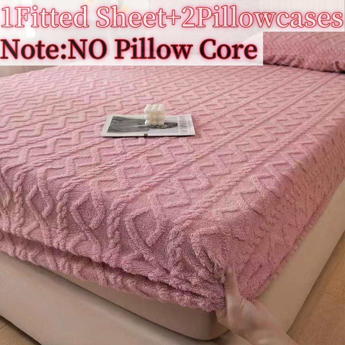 Diamond Pattern Bedding Set, Multiple Color Options, Soft Warm, Anti-Slip High Sides (11.81-13.39 Inches), Includes 1 Fitted Sheet & 2 Pillowcases