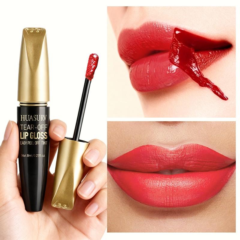 Huasurv Peel-Off Glossy Lip Balm, Lipgloss, Moisturizing Liquid Lipstick, Vibrant, Matte Finish, Quick-Dry, Long-Lasting Waterproof