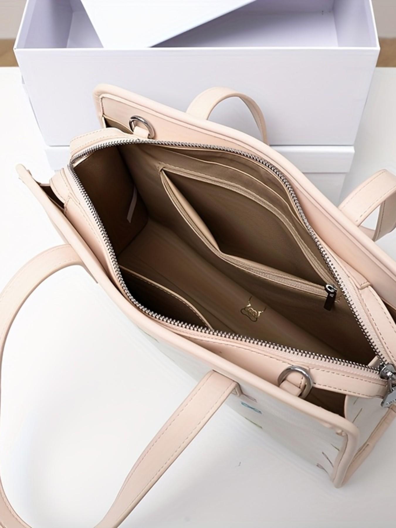 Elegant Printed Tote Bag for Modern Career Women, House of Littlebunny Urban Commute, Subtle Color Accents, Stylish Handbag